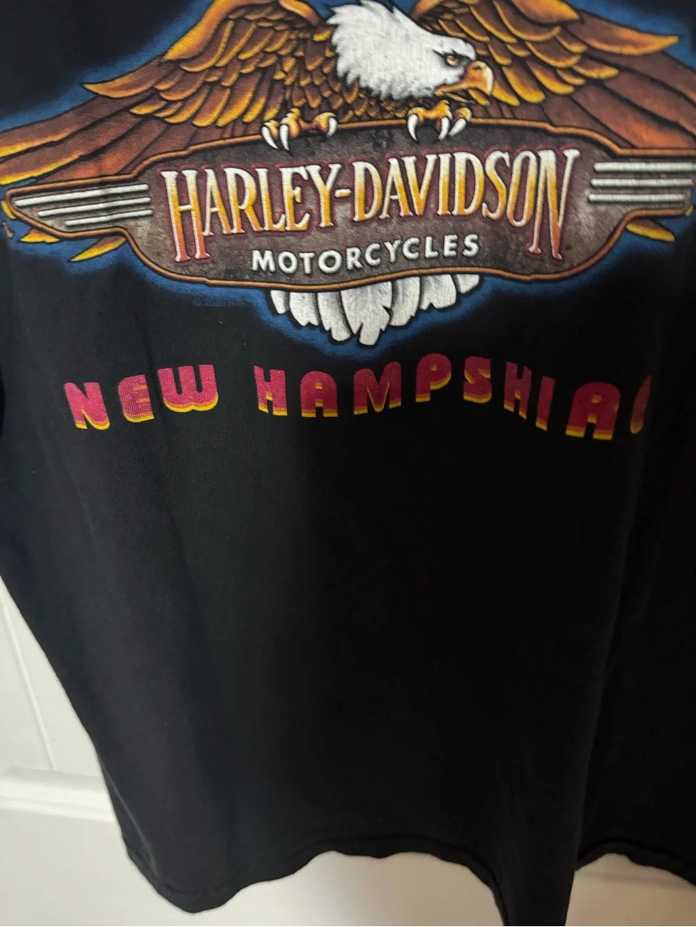 Ladies size large Harley-Davidson Black Tee with Multicolors